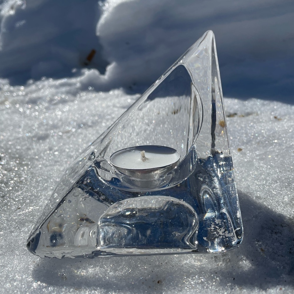 Vintage Nybro Sweden pyramid candle holder, MCM art glass, excellent condition - Picture 2 of 9
